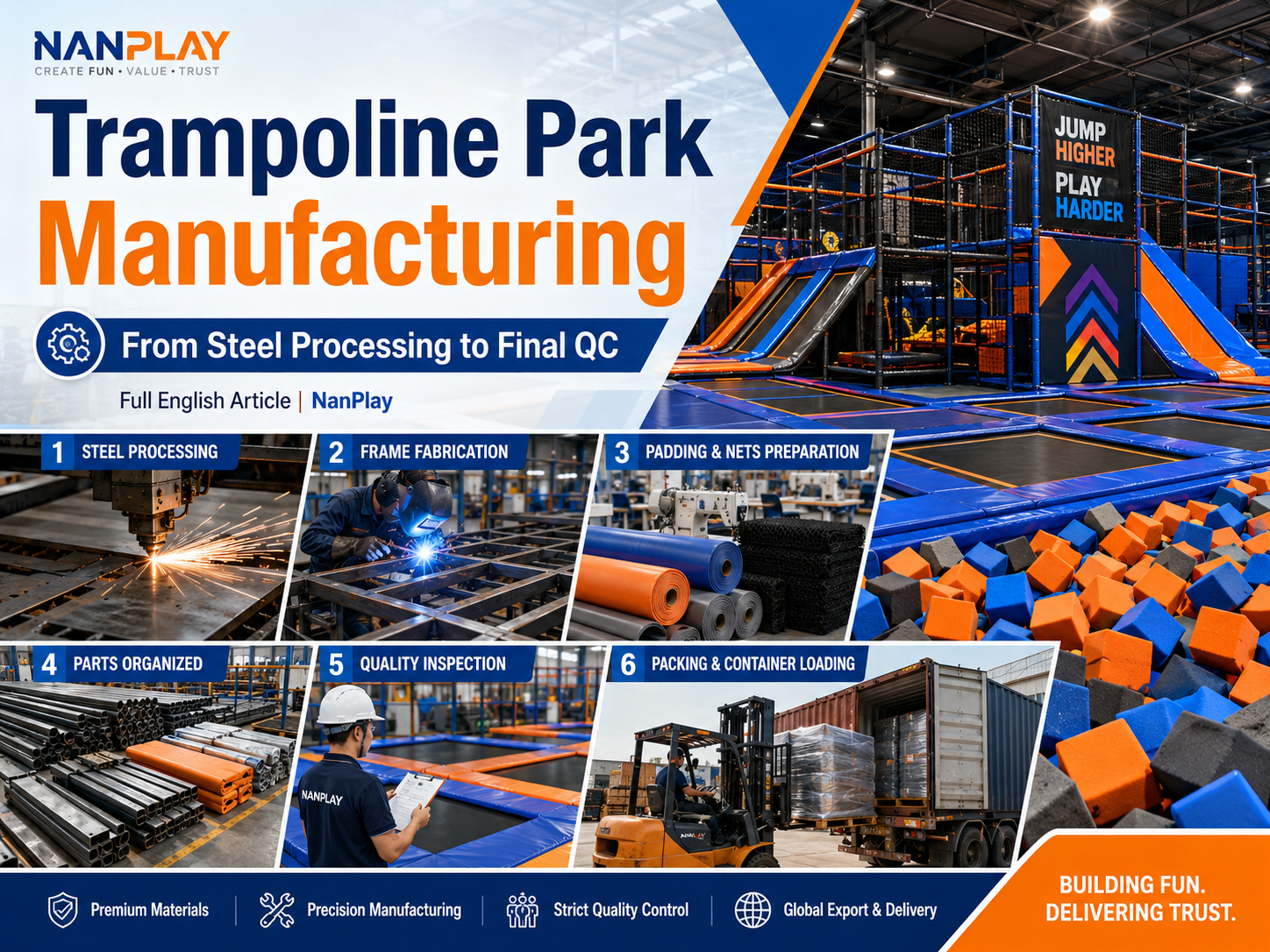Trampoline Park Manufacturing: From Steel Processing to Final QC